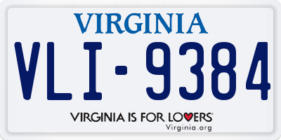 VA license plate VLI9384