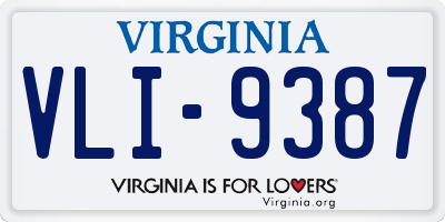 VA license plate VLI9387