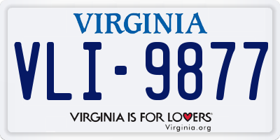 VA license plate VLI9877