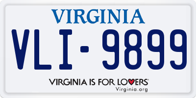 VA license plate VLI9899