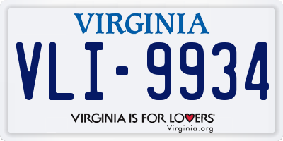 VA license plate VLI9934