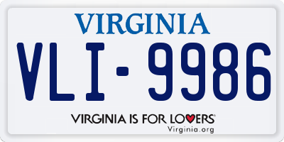 VA license plate VLI9986