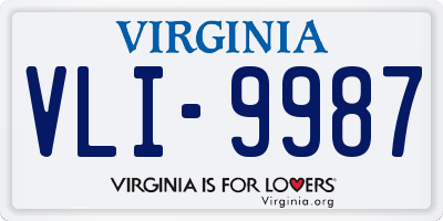 VA license plate VLI9987
