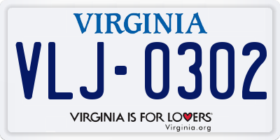 VA license plate VLJ0302