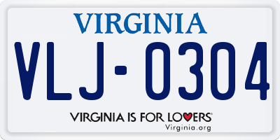 VA license plate VLJ0304