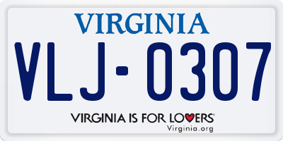 VA license plate VLJ0307