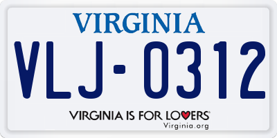 VA license plate VLJ0312