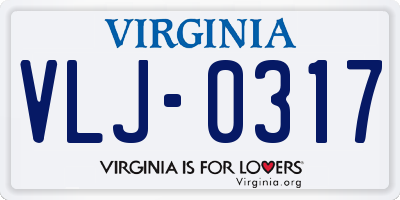 VA license plate VLJ0317