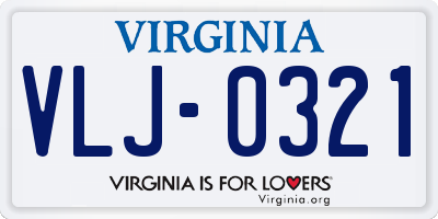 VA license plate VLJ0321