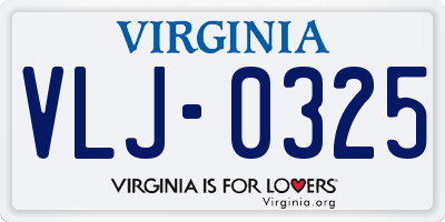 VA license plate VLJ0325