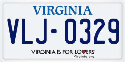 VA license plate VLJ0329