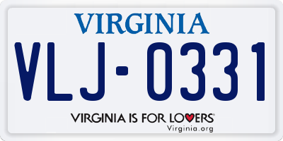 VA license plate VLJ0331