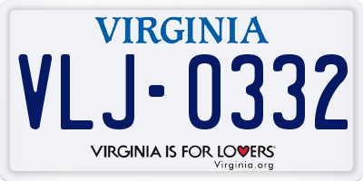 VA license plate VLJ0332
