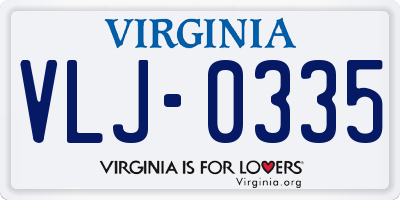 VA license plate VLJ0335