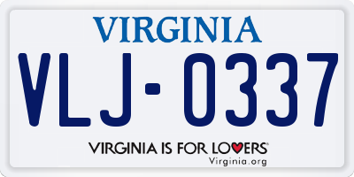 VA license plate VLJ0337
