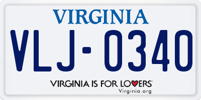 VA license plate VLJ0340