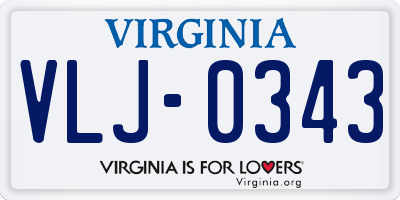 VA license plate VLJ0343