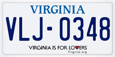 VA license plate VLJ0348