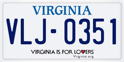 VA license plate VLJ0351