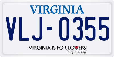 VA license plate VLJ0355