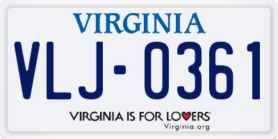 VA license plate VLJ0361