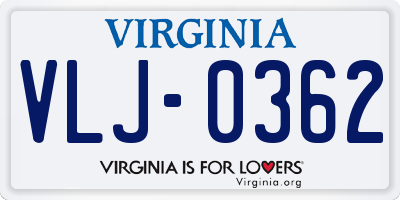 VA license plate VLJ0362