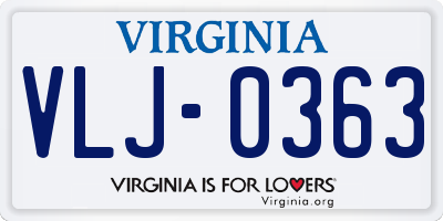 VA license plate VLJ0363