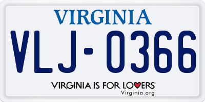 VA license plate VLJ0366