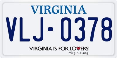 VA license plate VLJ0378