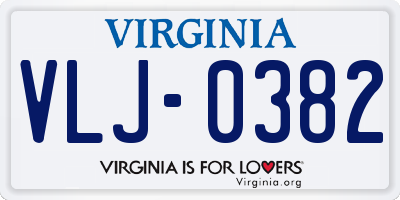 VA license plate VLJ0382