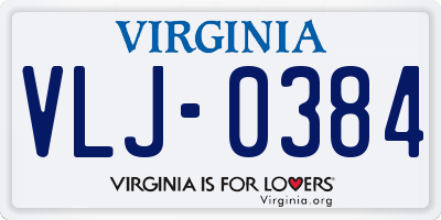 VA license plate VLJ0384