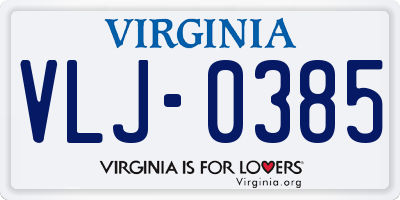 VA license plate VLJ0385