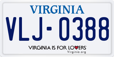 VA license plate VLJ0388