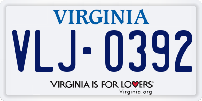 VA license plate VLJ0392