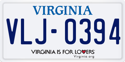 VA license plate VLJ0394