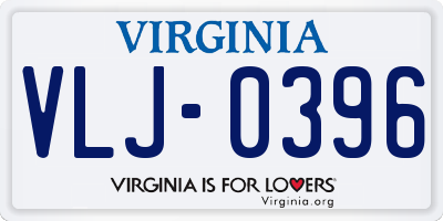 VA license plate VLJ0396