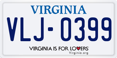 VA license plate VLJ0399