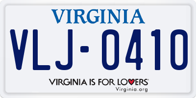 VA license plate VLJ0410