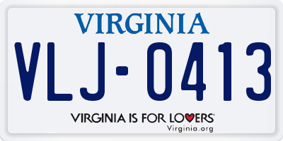 VA license plate VLJ0413