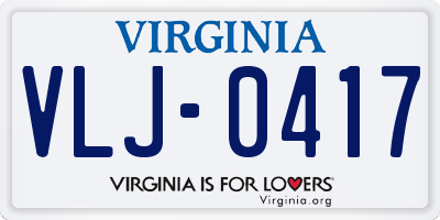 VA license plate VLJ0417