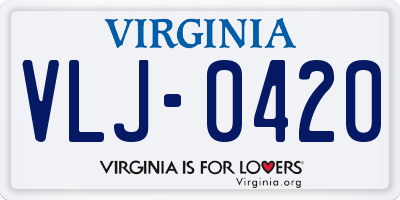 VA license plate VLJ0420