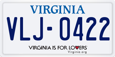 VA license plate VLJ0422