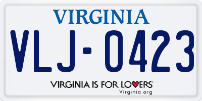 VA license plate VLJ0423