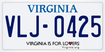 VA license plate VLJ0425