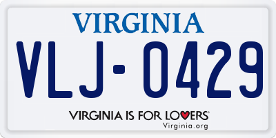 VA license plate VLJ0429