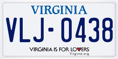 VA license plate VLJ0438