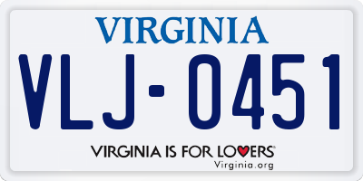 VA license plate VLJ0451