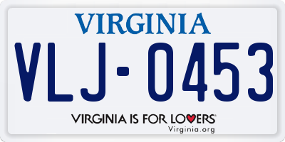 VA license plate VLJ0453