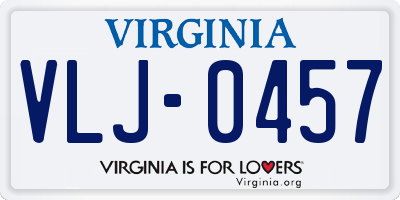 VA license plate VLJ0457
