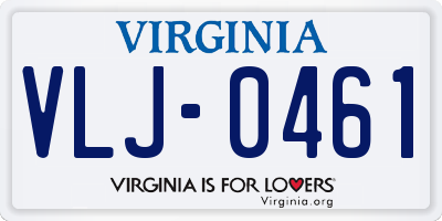 VA license plate VLJ0461